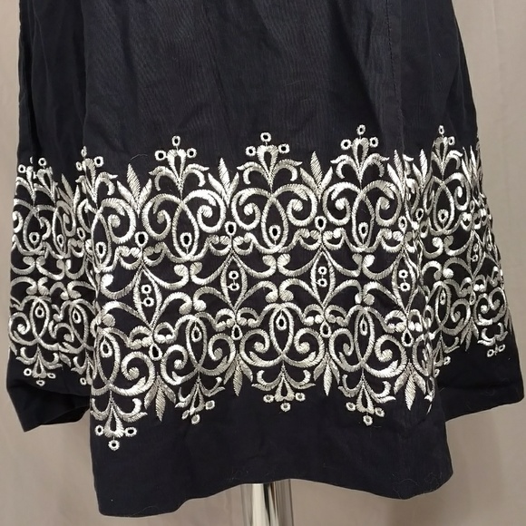 Navy Blue Sundress Embroidered Straps r Strapless Dress Classy Quality LOFT sz 8 - Picture 2 of 8